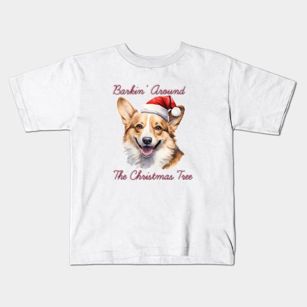 Christmas Corgi Dog in Santa Hat Kids T-Shirt by Pawsitive Curios